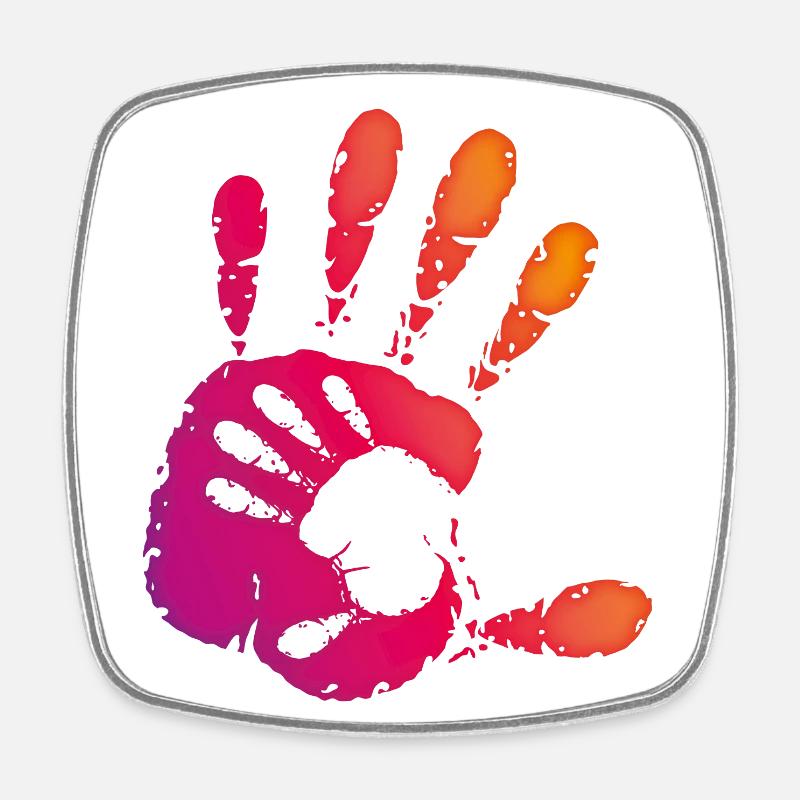 HANDS - SUNSET - Square fridge magnet - white