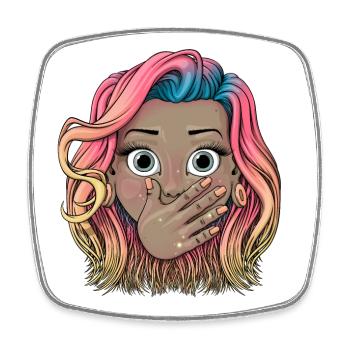 Reva Prisma surprised face - Square fridge magnet - white - Front