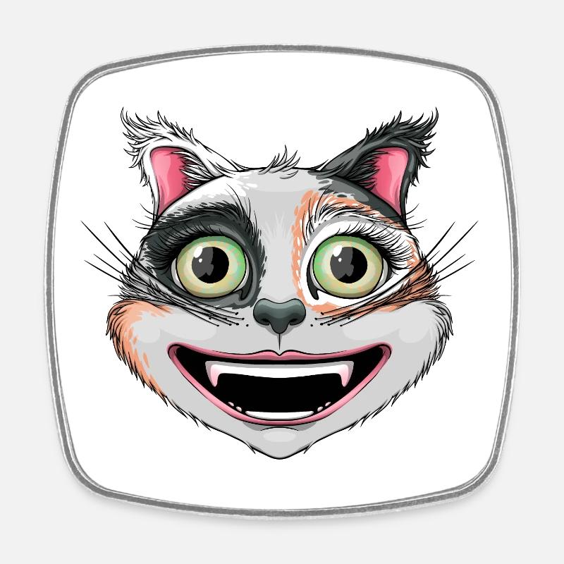 happy calico cat - Square fridge magnet - white