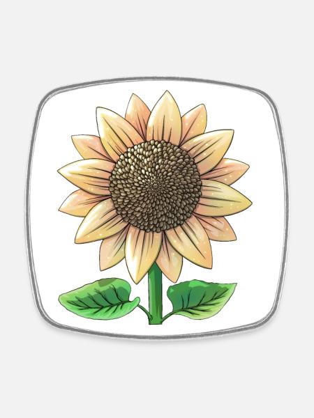 Sonnenblume - Viereckiger Kühlschrankmagnet - Weiß