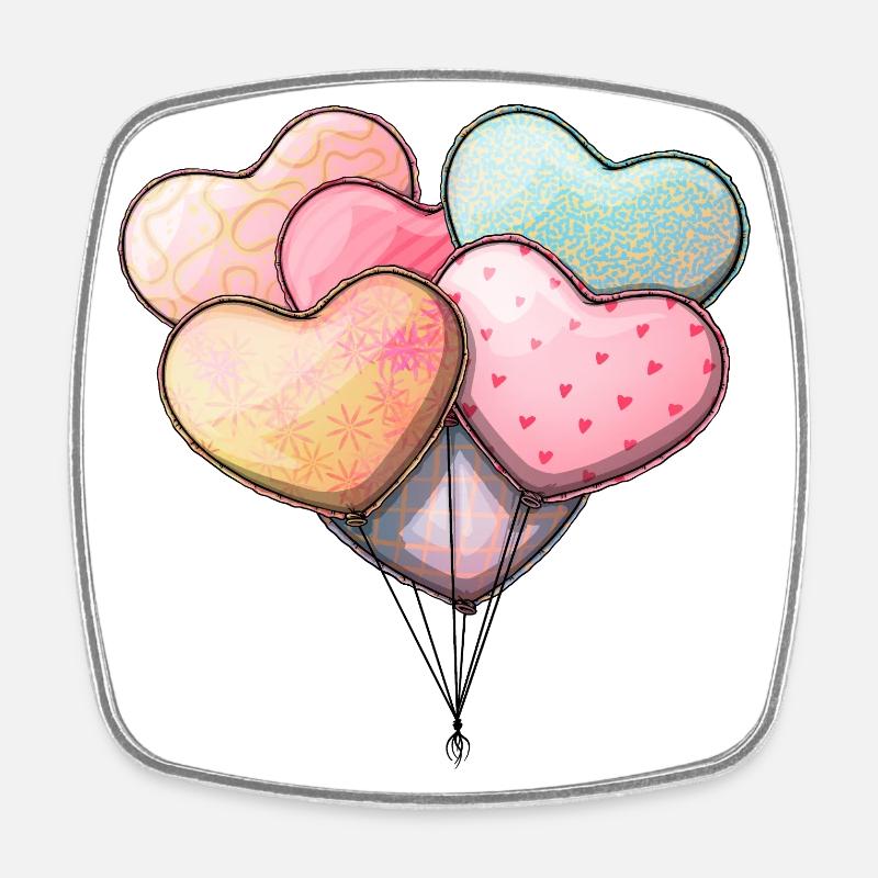 Heart shaped balloons - Square fridge magnet - white