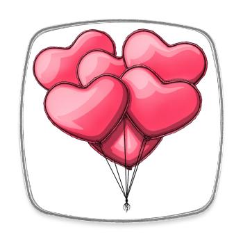 Red heart shaped balloons - Square fridge magnet - white - Front