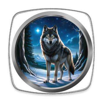 Wolf Animal - 3 - Square fridge magnet - white - Front