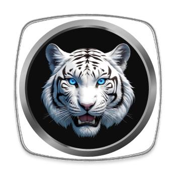White Tiger Animal - 2 - Square fridge magnet - white - Front