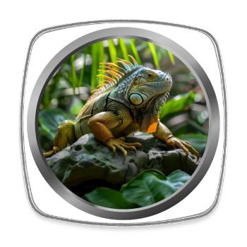 Iguana Animal - 2 - Square fridge magnet - white - Front