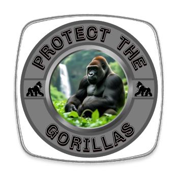 Protect the Gorillas - Square fridge magnet - white - Front