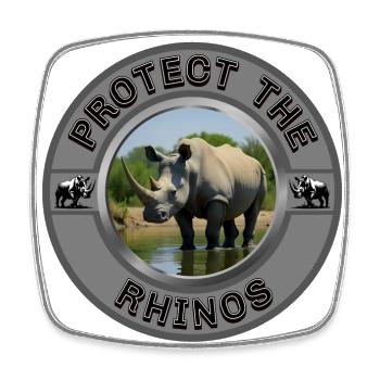 Protect the Rhinos - Square fridge magnet - white - Front
