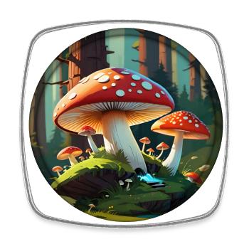 Toadstool - Amanita Muscaria in the Forest 001 - Square fridge magnet - white - Front