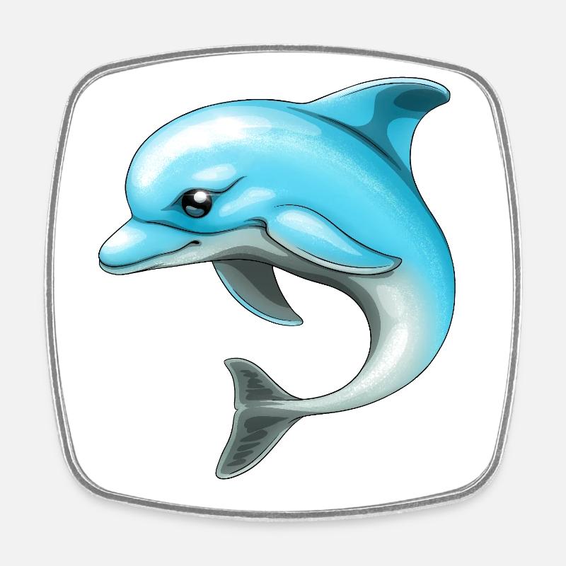 Dolphin - Square fridge magnet - white