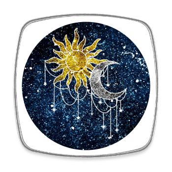 Cosmic Sun and Moon - Square fridge magnet - white - Front
