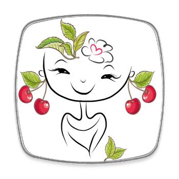 Fille aux cerises - Magnet carré - blanc - Devant