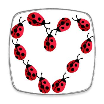 Ladybug Lucky Beetle Heart - Square fridge magnet - white - Front