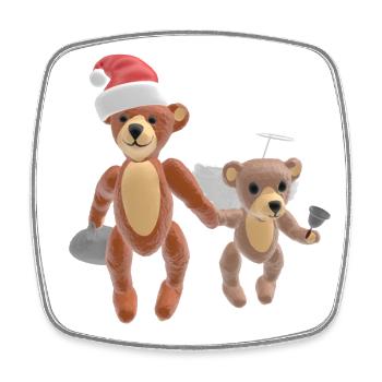 Ours de Noël 3D - Magnet carré - blanc - Devant