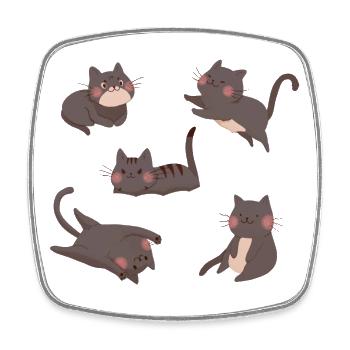 Black Cat Crew - Square fridge magnet - white - Front