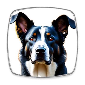 Tricolor dog - Square fridge magnet - white - Front