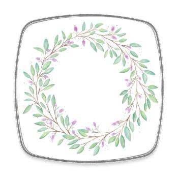 Floral wreath, customisable - Square fridge magnet - white - Front