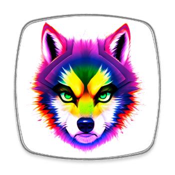 Mystischer Regenbogen Wolf Kopf - Viereckiger Kühlschrankmagnet - Weiß - Vorne