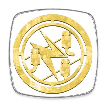Electrician's Guild Coat of Arms Logo Gold - Square fridge magnet - white - Front