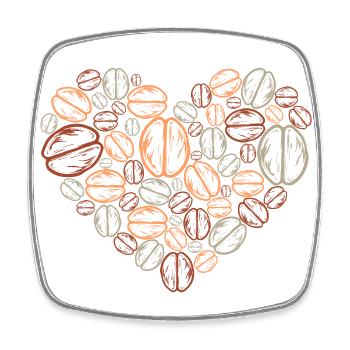 Coffee Beans Heart - Square fridge magnet - white - Front