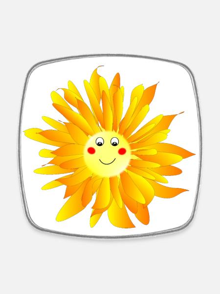 Blume mit Augen - Viereckiger Kühlschrankmagnet - Weiß