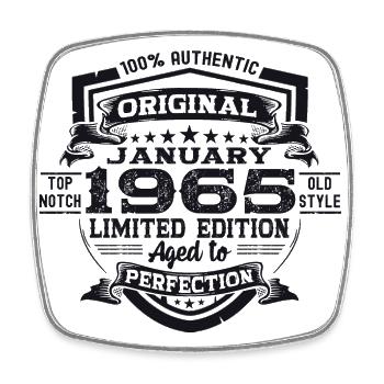 Born 1965 January 58th birthday Gift man - Square fridge magnet - white - Front