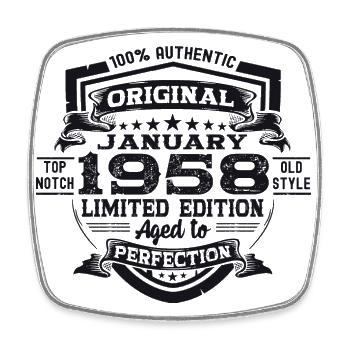 Né en 1958 Janvier 65e anniversaire Homme cadeau - Magnet carré - blanc - Devant