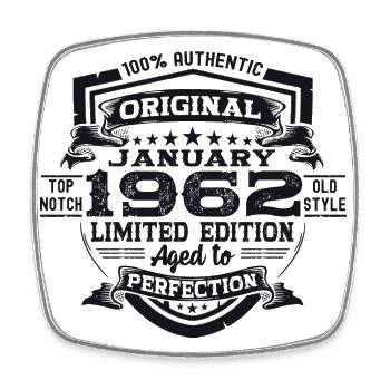 Born 1962 January 61st birthday Gift man - Square fridge magnet - white - Front