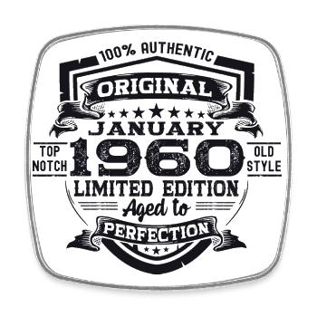 Né 1960 Janvier 63ème anniversaire Homme cadeau - Magnet carré - blanc - Devant