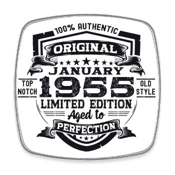 Né en 1955 janvier 68e anniversaire cadeau homme - Magnet carré - blanc - Devant