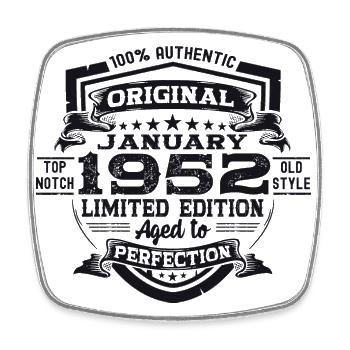 Né en 1952 Janvier 71ème anniversaire Homme cadeau - Magnet carré - blanc - Devant