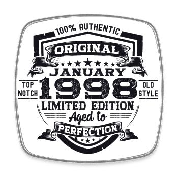 Born 1998 January 25th birthday Gift man - Square fridge magnet - white - Front