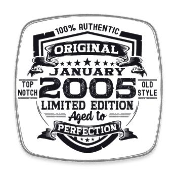 Jahrgang 2005 Januar 18. Geburtstag Geschenk Mann - Viereckiger Kühlschrankmagnet - Weiß - Vorne