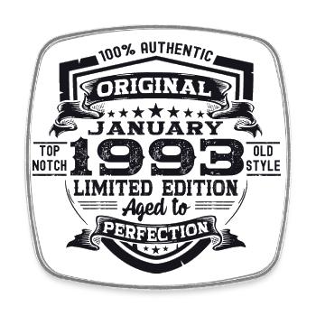 Born 1993 January 30th birthday Gift man - Square fridge magnet - white - Front