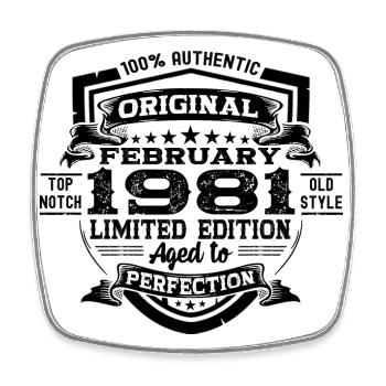 Février Vintage 1981 Retro Cadeau d’anniversaire - Magnet carré - blanc - Devant