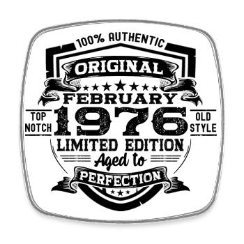 Février vintage 1976 cadeau d’anniversaire rétro - Magnet carré - blanc - Devant