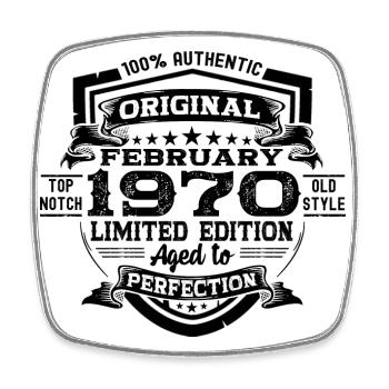 Février vintage 1970 cadeau d’anniversaire rétro - Magnet carré - blanc - Devant