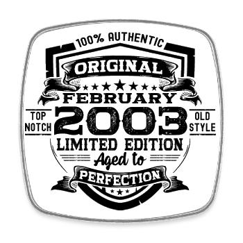 Februar Jahrgang 2003 Retro Geburtstag Geschenk - Viereckiger Kühlschrankmagnet - Weiß - Vorne