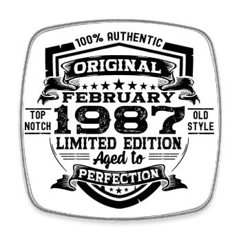 Février vintage 1987 cadeau d’anniversaire rétro - Magnet carré - blanc - Devant