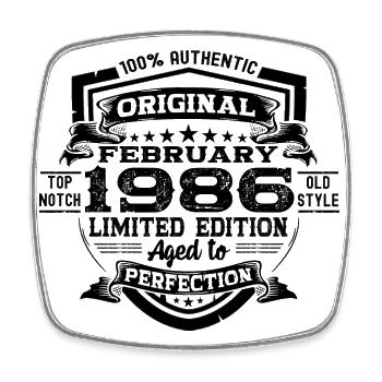 Février vintage 1986 cadeau d’anniversaire rétro - Magnet carré - blanc - Devant