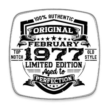 Février 1977 Cadeau d’anniversaire rétro - Magnet carré - blanc - Devant