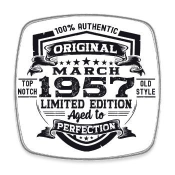66th birthday Mann Original March Born 1957 - Square fridge magnet - white - Front