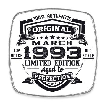 30th Birthday Man Original March Vintage 1993 - Square fridge magnet - white - Front