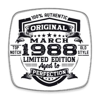 35th birthday Mann Original March Born 1988 - Square fridge magnet - white - Front