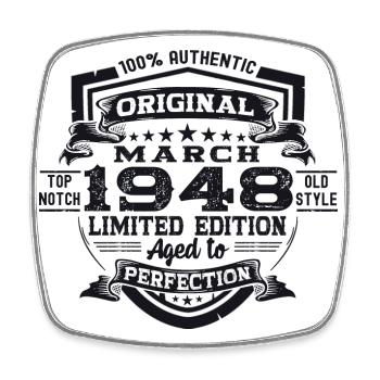 75ème Anniversaire Homme Mars Vintage 1948 Original - Magnet carré - blanc - Devant