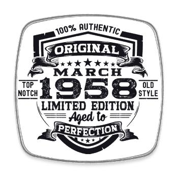 65e anniversaire Mann Original March Né en 1958 - Magnet carré - blanc - Devant