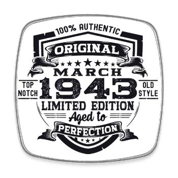 80e anniversaire homme Mars Né en 1943 Original - Magnet carré - blanc - Devant