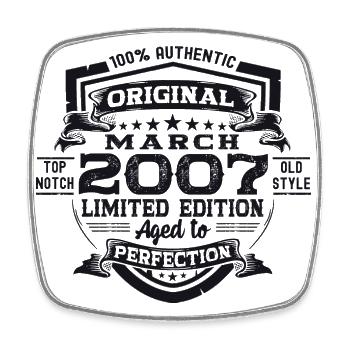 16th Birthday Man Original March Vintage 2007 - Square fridge magnet - white - Front