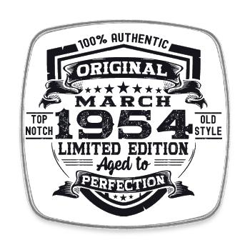 70e anniversaire Mann Original March Né en 1954 - Magnet carré - blanc - Devant