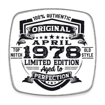 45. Geburtstag Mann April Jahrgang 1978 Original - Viereckiger Kühlschrankmagnet - Weiß - Vorne