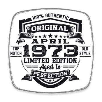50e anniversaire homme April Né en 1973 Original - Magnet carré - blanc - Devant